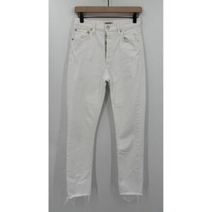 Agolde Jeans Womens 26 White Nico High Rise Skinny Button Fly Raw Hem Denim